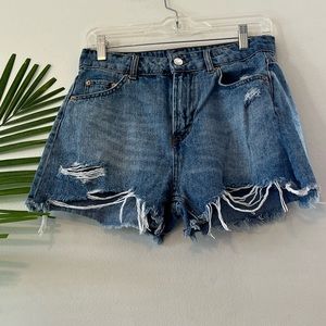 Hi Rise Distressed Mom shorts